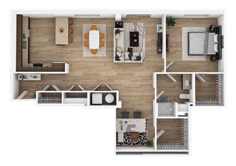 Floor plan for 1 bed, 1 bath, 1237 sqft